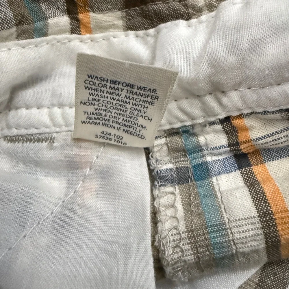 OshKosh Bgosh Plaid Overalls Shortalls Brown Blue Pockets‎ 18 Months